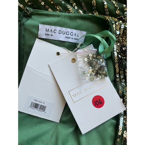 Mac Duggal Midi Dress in Sage Green STYLE 5582 Size 16 - Picture 4 of 4